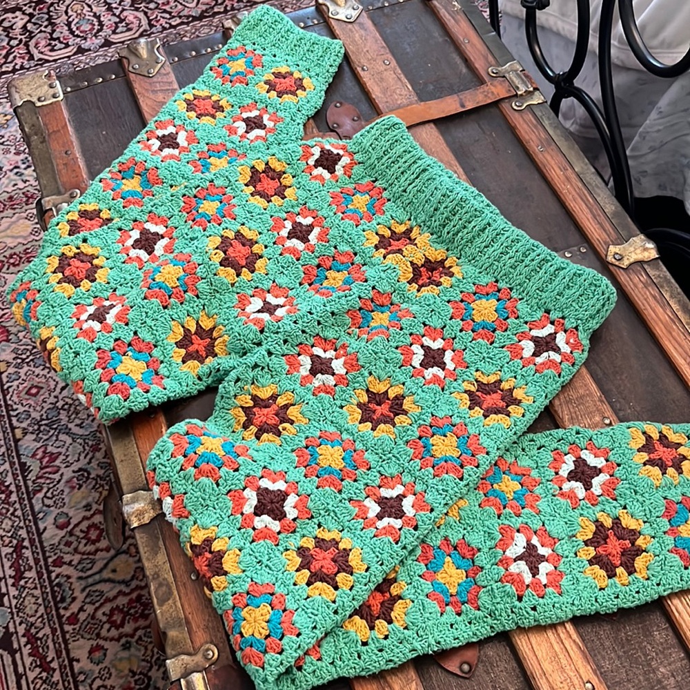 Free People Flook Green Crochet Leggings worn once size XS